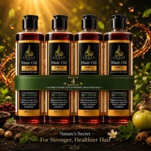 Premium Herbal Hair Oil - 4 Bottles (Family Pack)