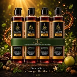 Premium Herbal Hair Oil - 4 Bottles (Family Pack)