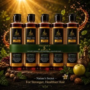 Premium Herbal Hair Oil - 5 Bottles (Ultimate Mega Saver)